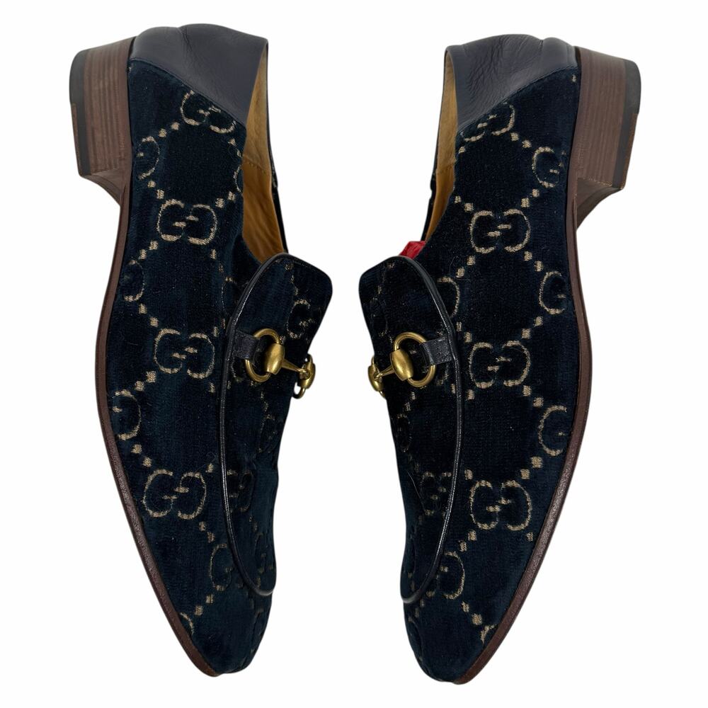 Gucci Velvet GG Monogram Horsebit Mule Loafer Quentin Blue Size 9.5 - Picture 8 of 13